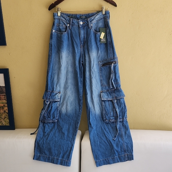 Wild Fable Blue Flare Cargo Jeans - Picture 1 of 13